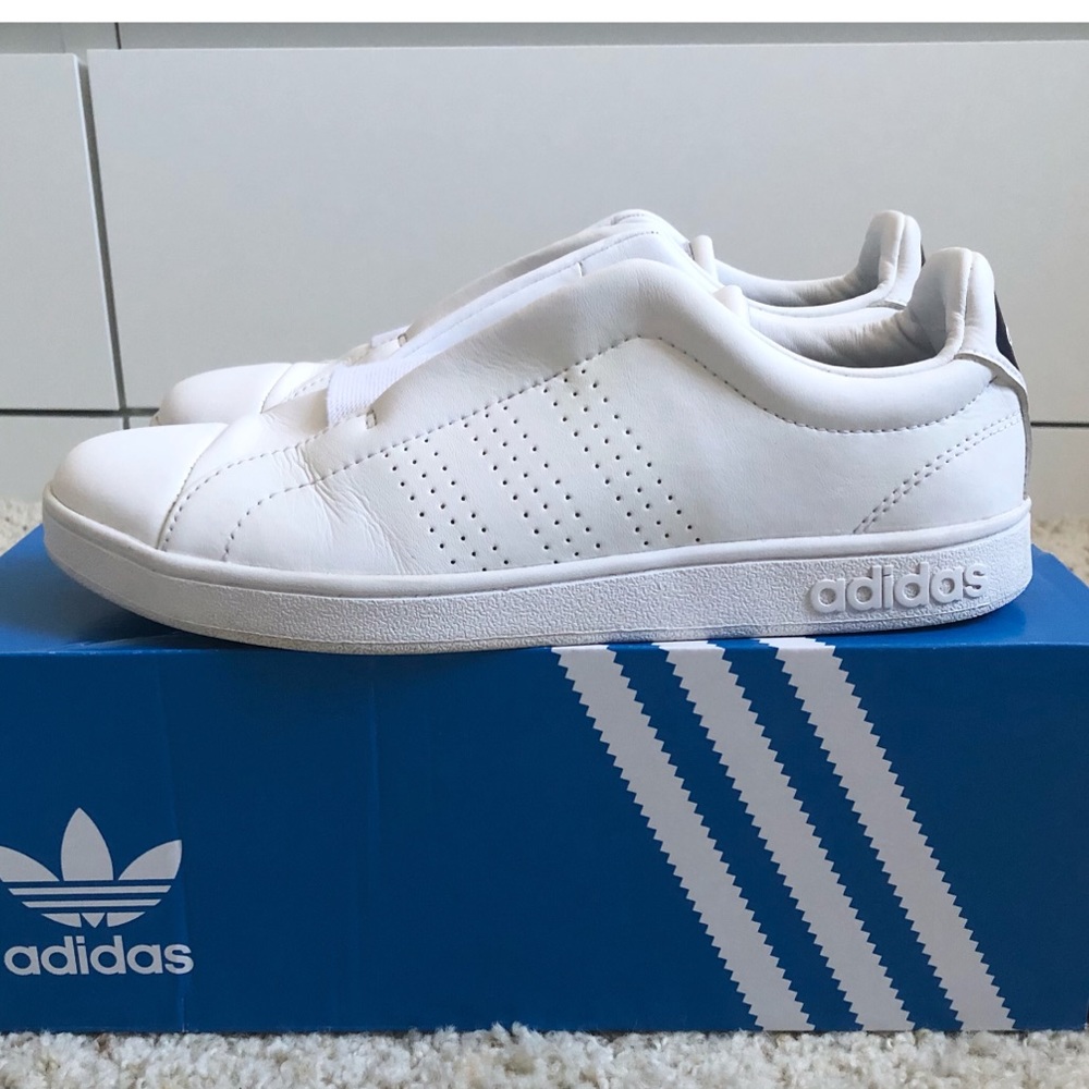 ADIDAS White Slip-on Sneakers - SIZE 8